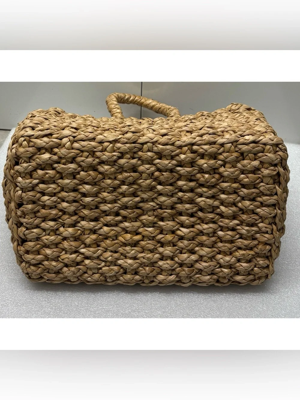 Vintage French Handwoven Straw Satchel Shopping Tote in Natural